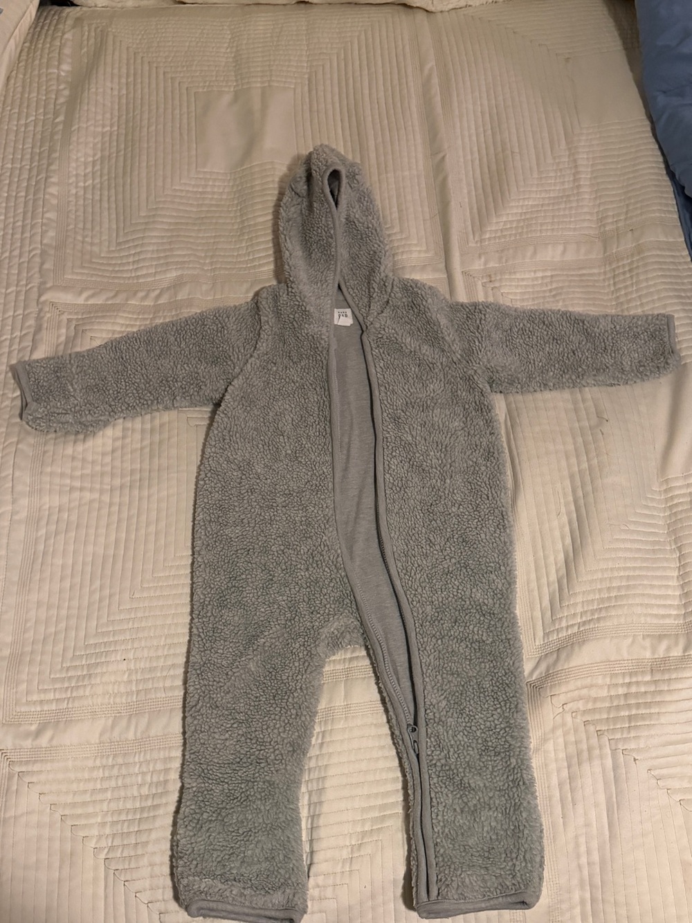 GAP Gray Hooded Sherpa One-Piece Footie